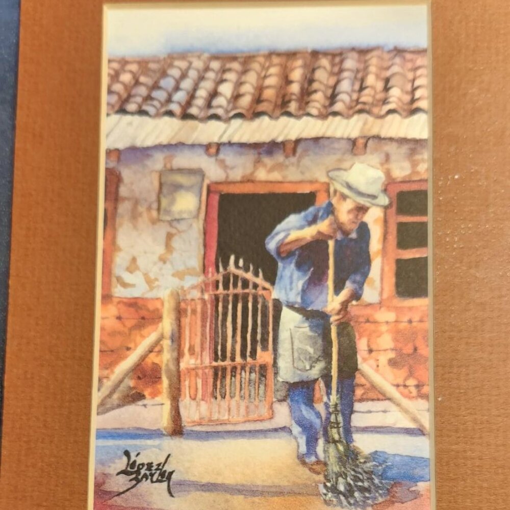 Vintage Original Watercolor Painting Lisandro Lopez Baylon 2007